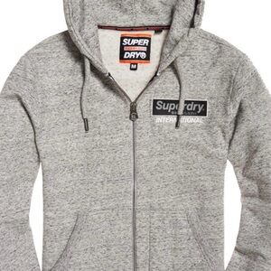 Men’s Superdry International Monochrome Zip Hoodie - Chrome Grey Grit, size XL